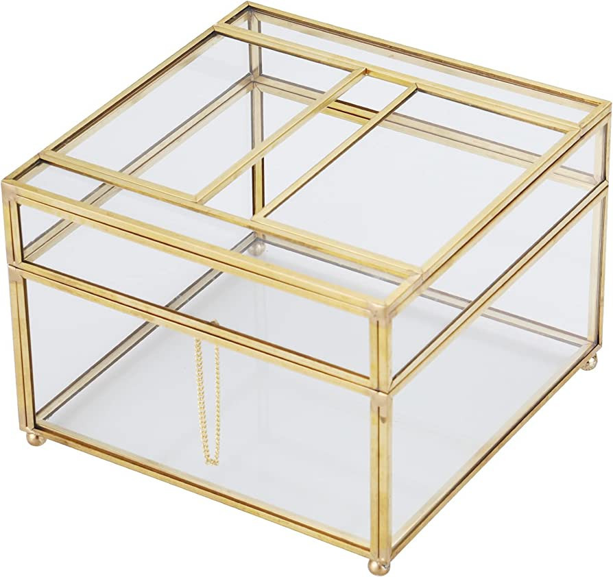 Decorative Tissue Box Holder, Stylish Glass Napkin Storage Box Pumping Paper Dispenser Facial Tis... | Amazon (US)