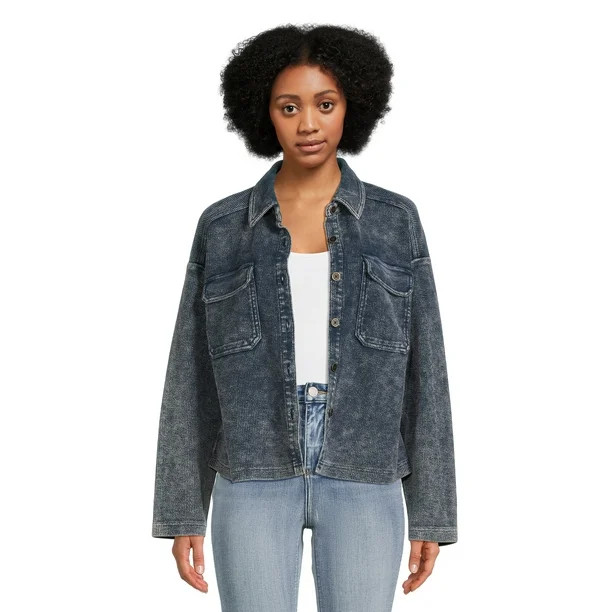 Time and Tru Women's Cropped Corduroy Shacket, XS-XXL | Walmart (US)