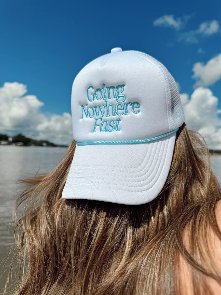 Going Nowhere Fast - White Foam Trucker Hat | KenzKustomz