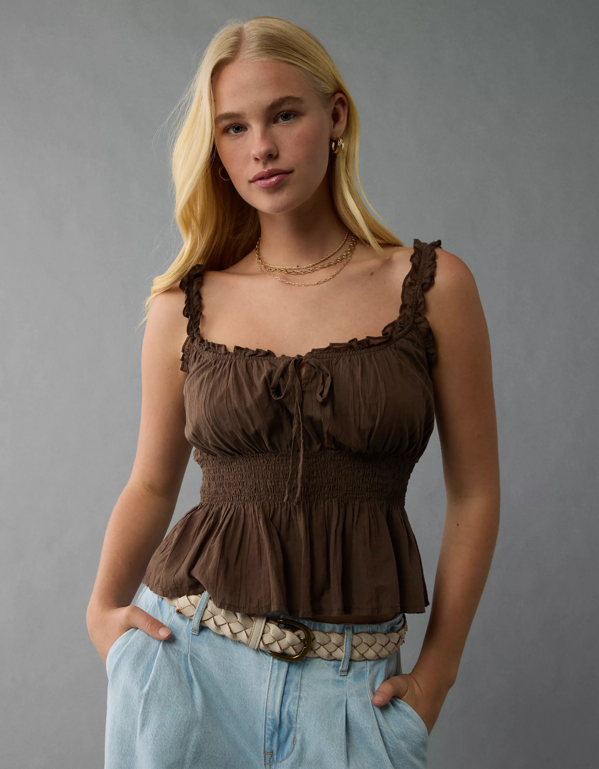 AE Ruched Lace Tank Top | American Eagle Outfitters (US & CA)