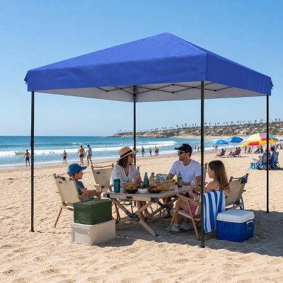 10x10FT Beach Blue Pop Up Canopy Tent, Waterproof Outdoor Canopy with Height Adjustment, Portable Commercial Awning for Camping, Parties & Patio | Target