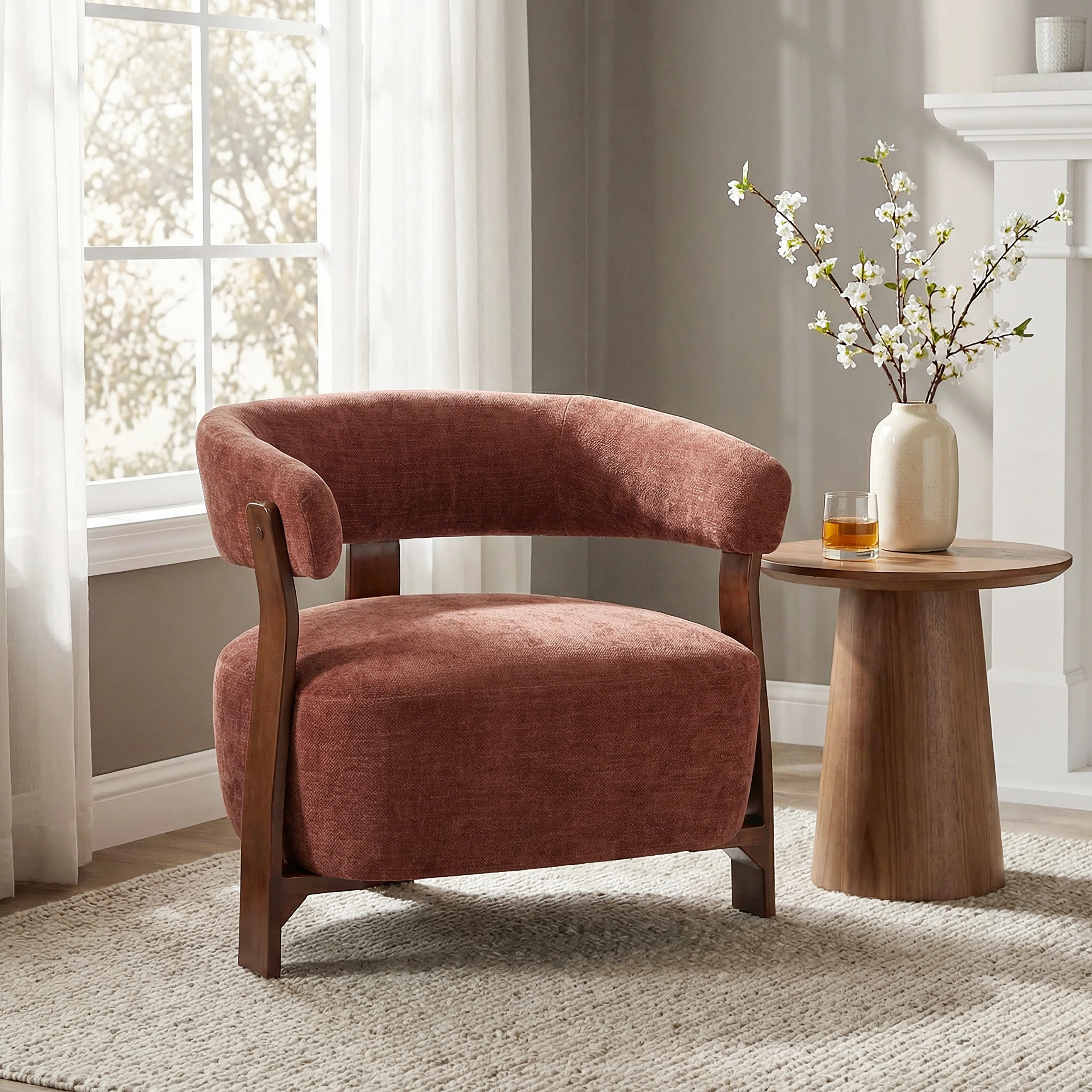 Novea Japandi Mid-Century Modern Upholstered Accent Chair | Wayfair North America