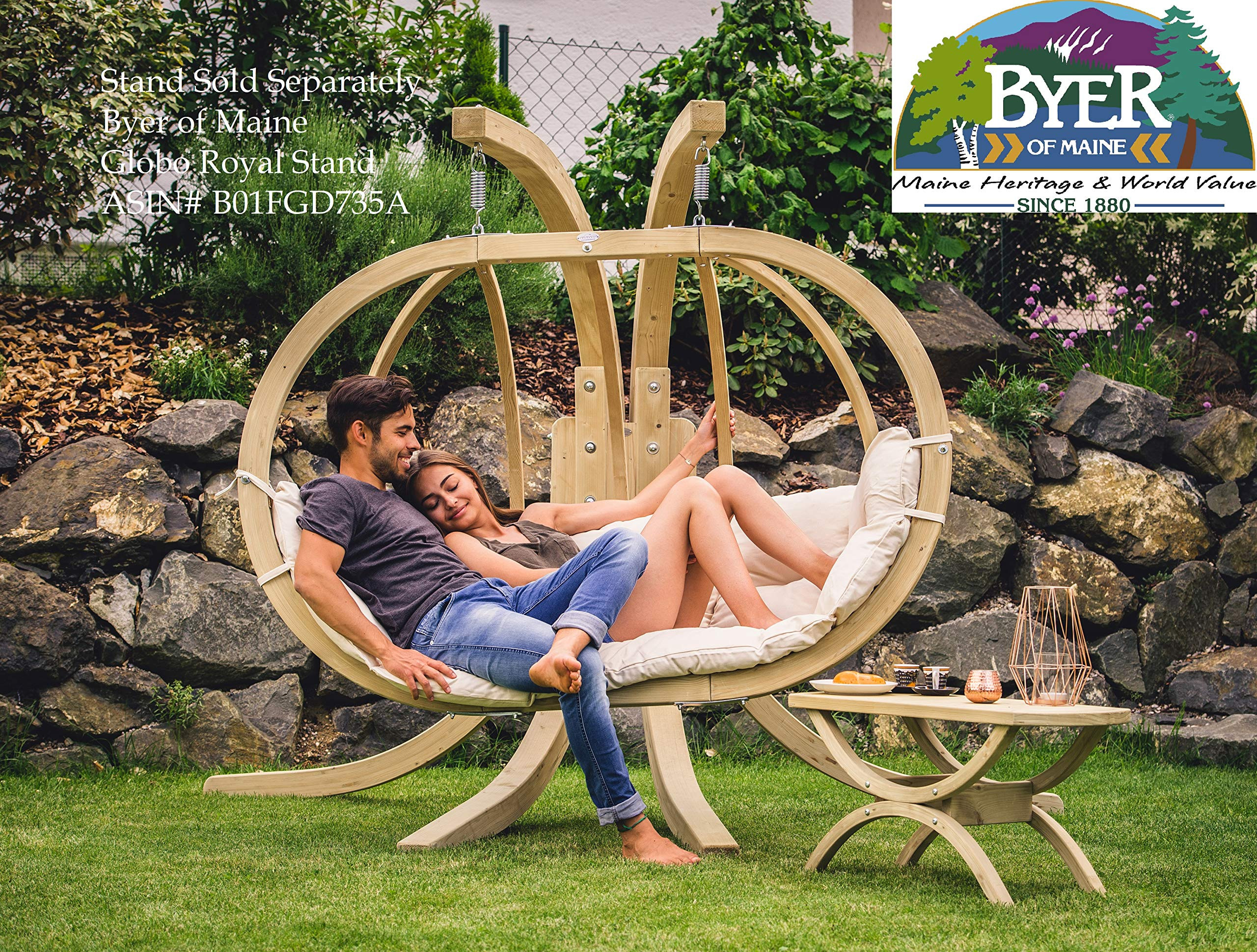 BYER OF MAINE Globo Royal Hanging Chair - Hanging Pod Seats 2 Comfortably - Laminated Spruce Wood &  | Amazon (US)