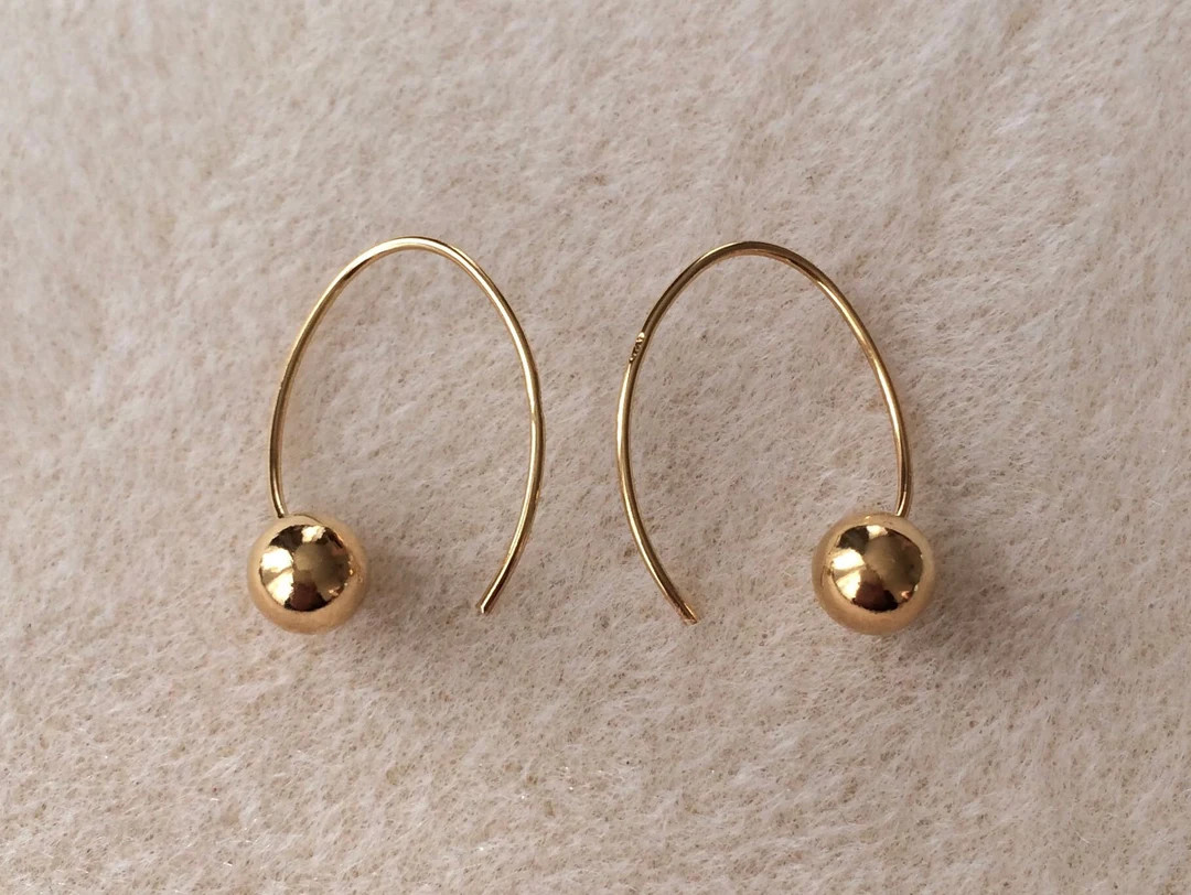 18ct Gold Over Sterling Silver Ball Drop Earrings. - Etsy | Etsy (US)