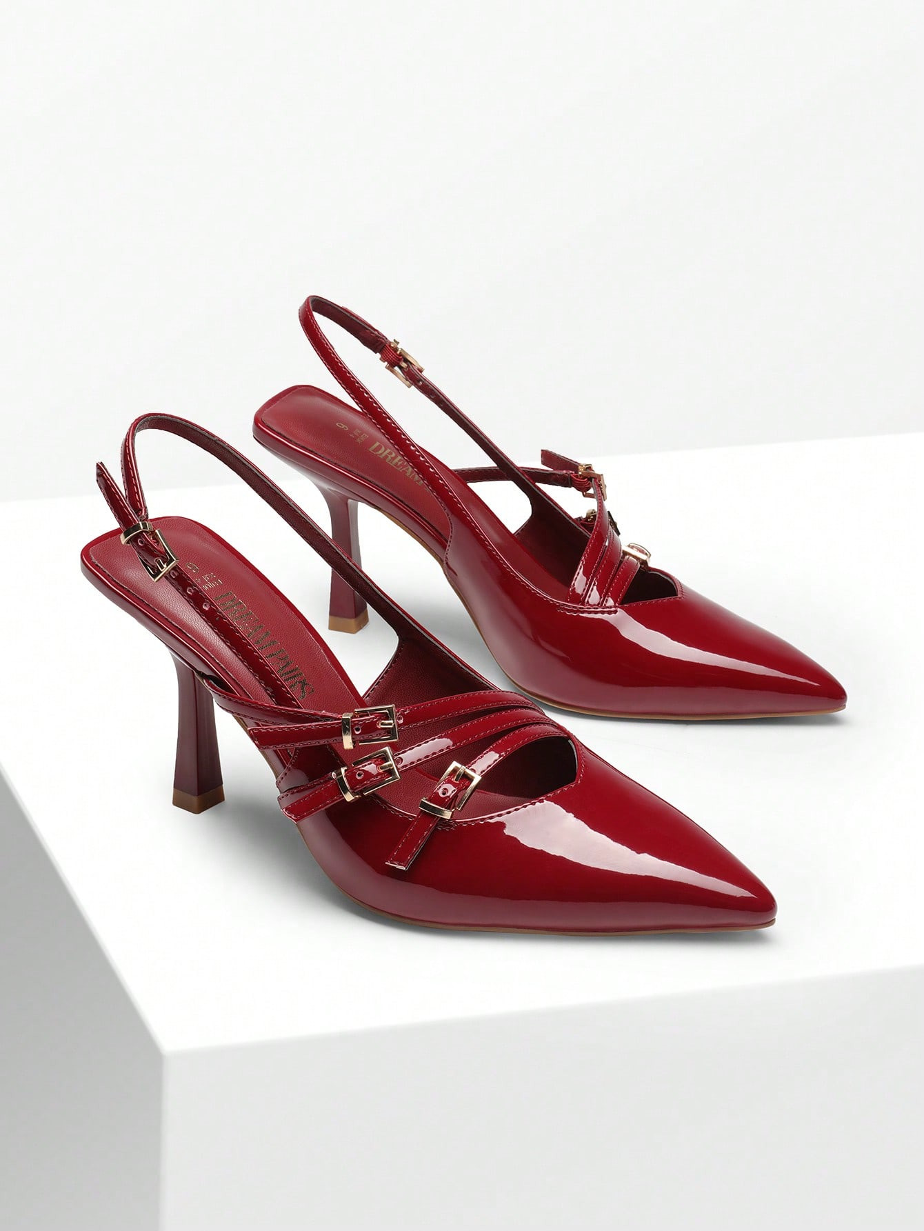 Women's Pointed Toe Slingback Kitten Heel Pumps With Stylish Buckle Straps Sexy Elegant Wedding P... | SHEIN