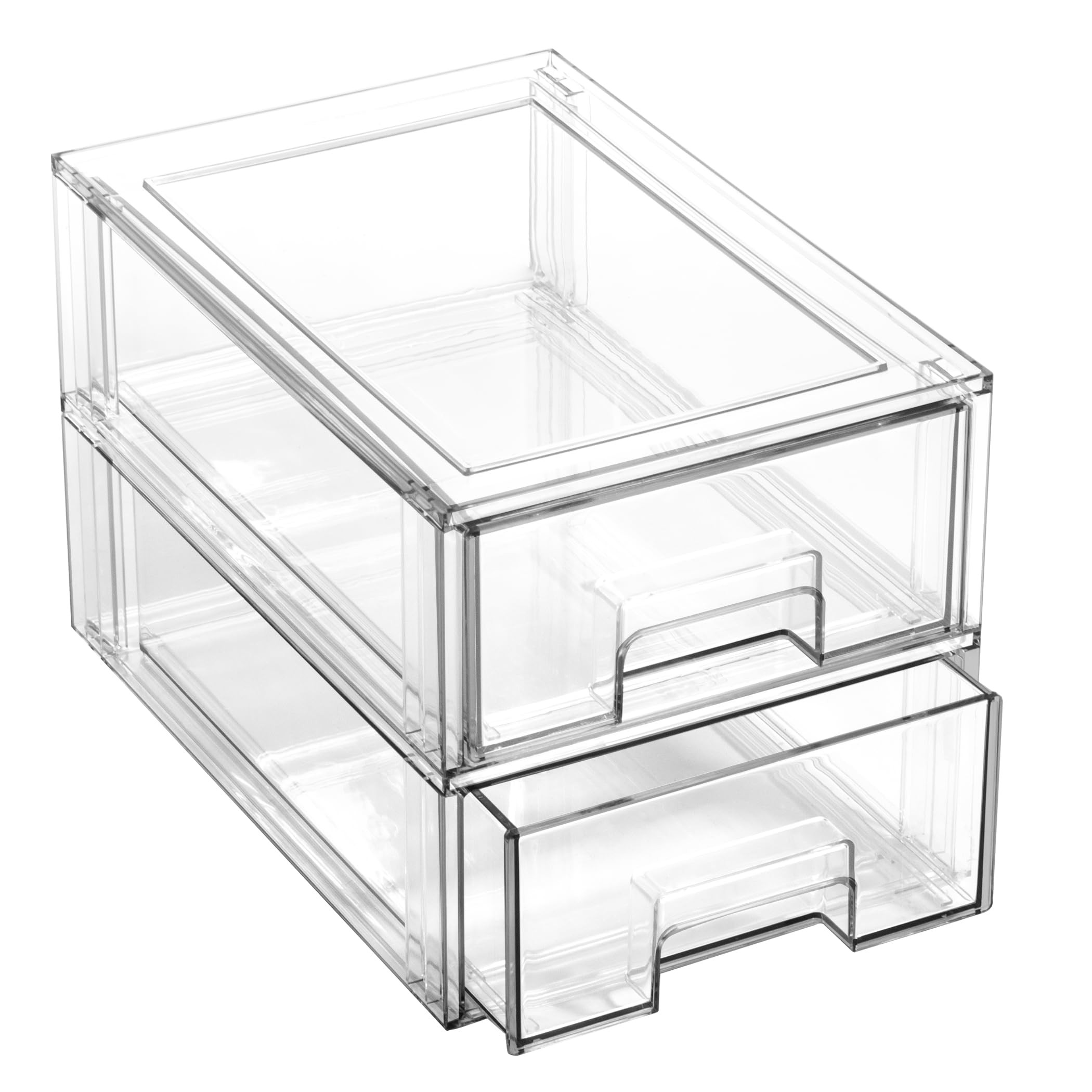 BINO | Stackable Storage Drawers, Small - 2 Pack, Clear | THE CRATE COLLECTION | Storage Bins Wit... | Amazon (US)