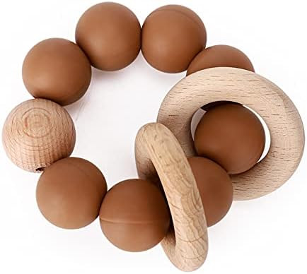 Socub Baby Teething Ring, Organic Baby Teething Toy, Silicone and Wooden Baby Teether for Mouth Expl | Amazon (US)