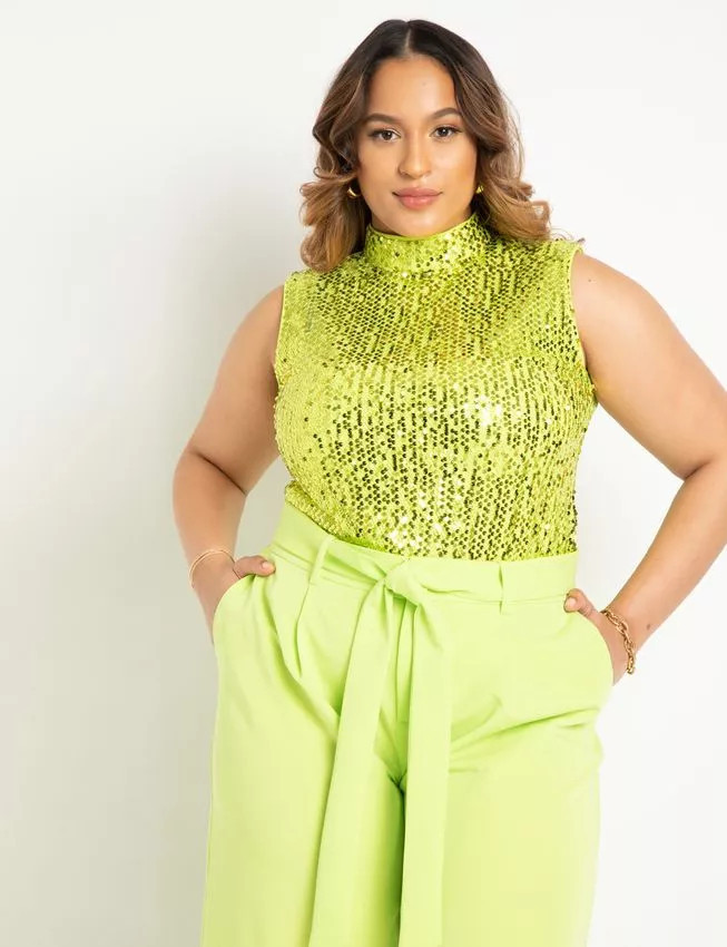 Sparkle Mock Neck Top | Eloquii
