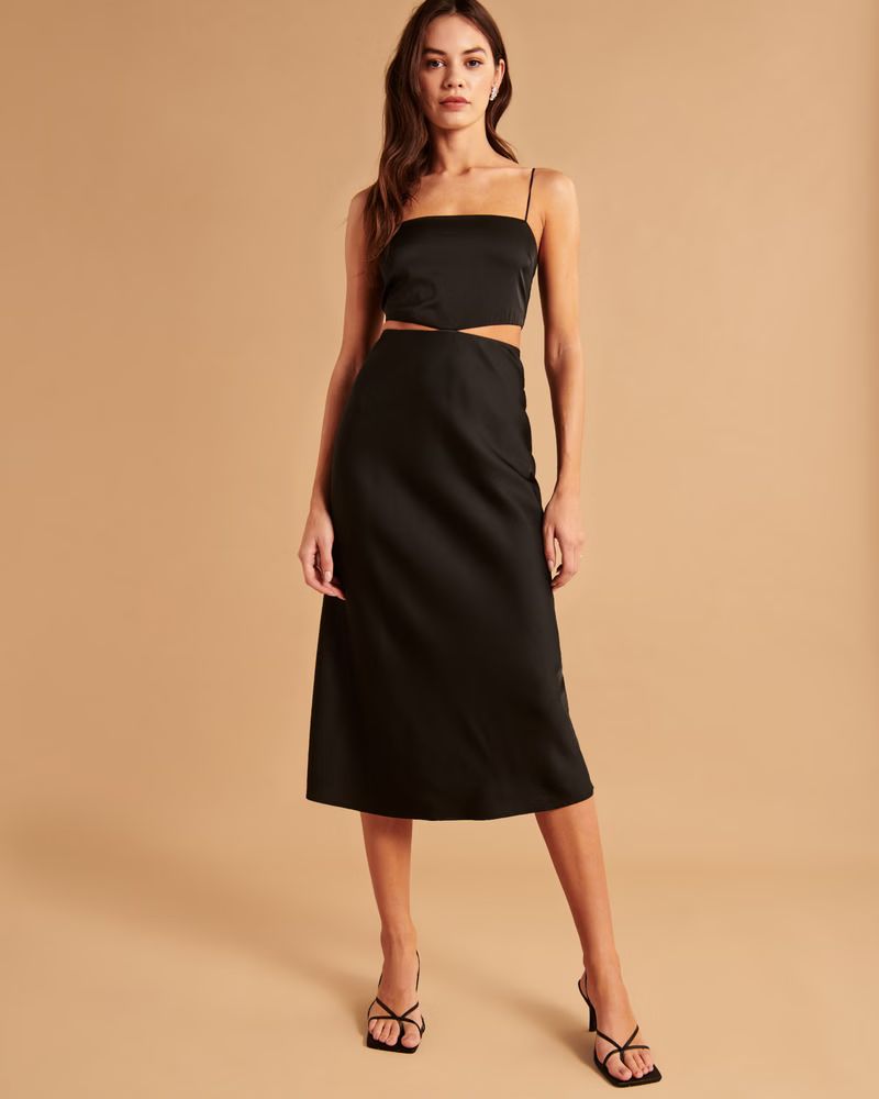 Side Cutout Slip Midi Dress | Abercrombie & Fitch (US)