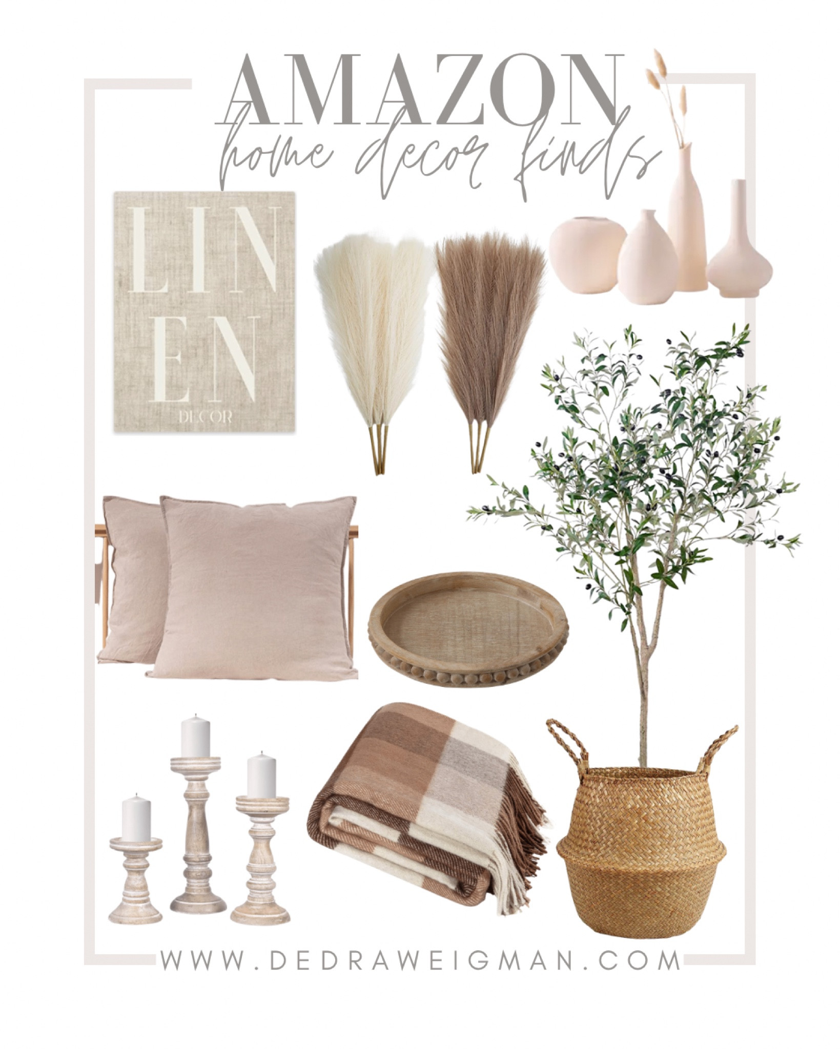 Amazon home decor finds. Coffee table decor. Wood candle holders. Vases. Pampas grass. Faux olive tree.

#primeday2022 #amazonhome #homedecor #amazonprime 

#LTKsalealert #LTKhome #LTKunder100
