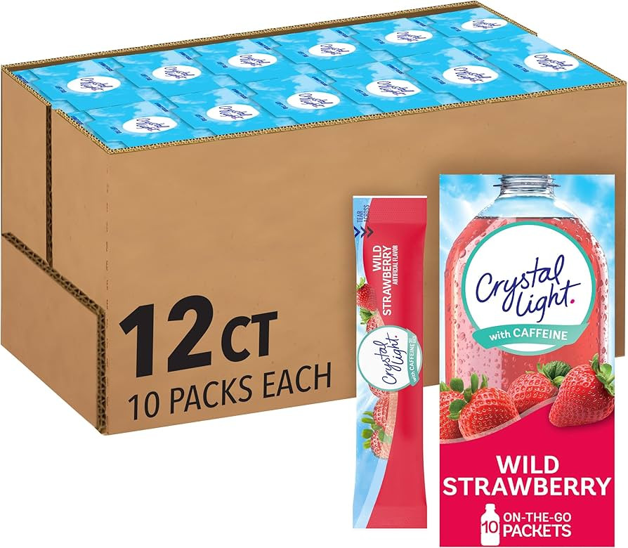 Crystal Light Wild Strawberry Artificially Flavored Powdered Drink Mix with Caffeine, 120 ct Pack... | Amazon (US)