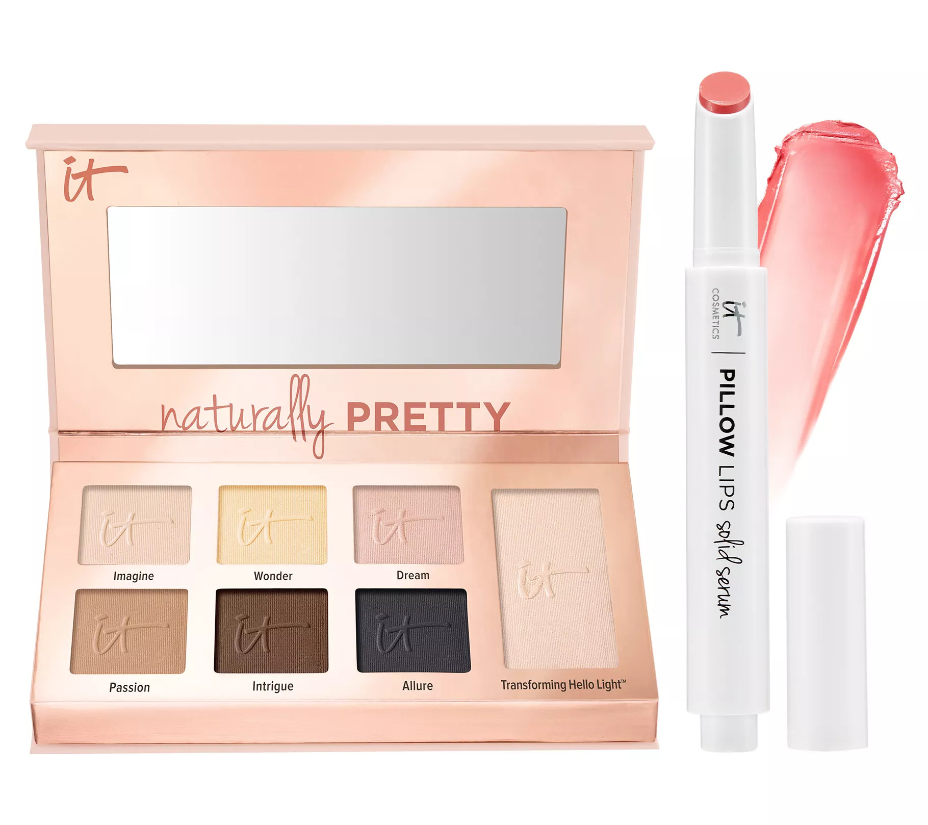 IT Cosmetics Naturally Pretty Palette & Pillow Lips Solid Serum | QVC