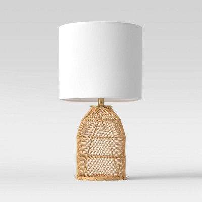 Rattan Diagonal Weave Table Lamp (Includes LED Light Bulb) Tan - Threshold™ | Target