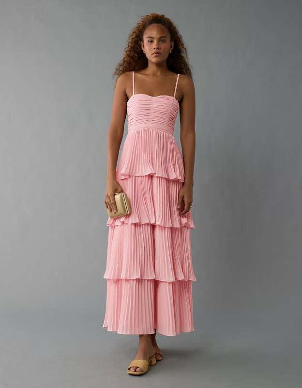 AE Tiered Pleated Maxi Dress | American Eagle Outfitters (US & CA)