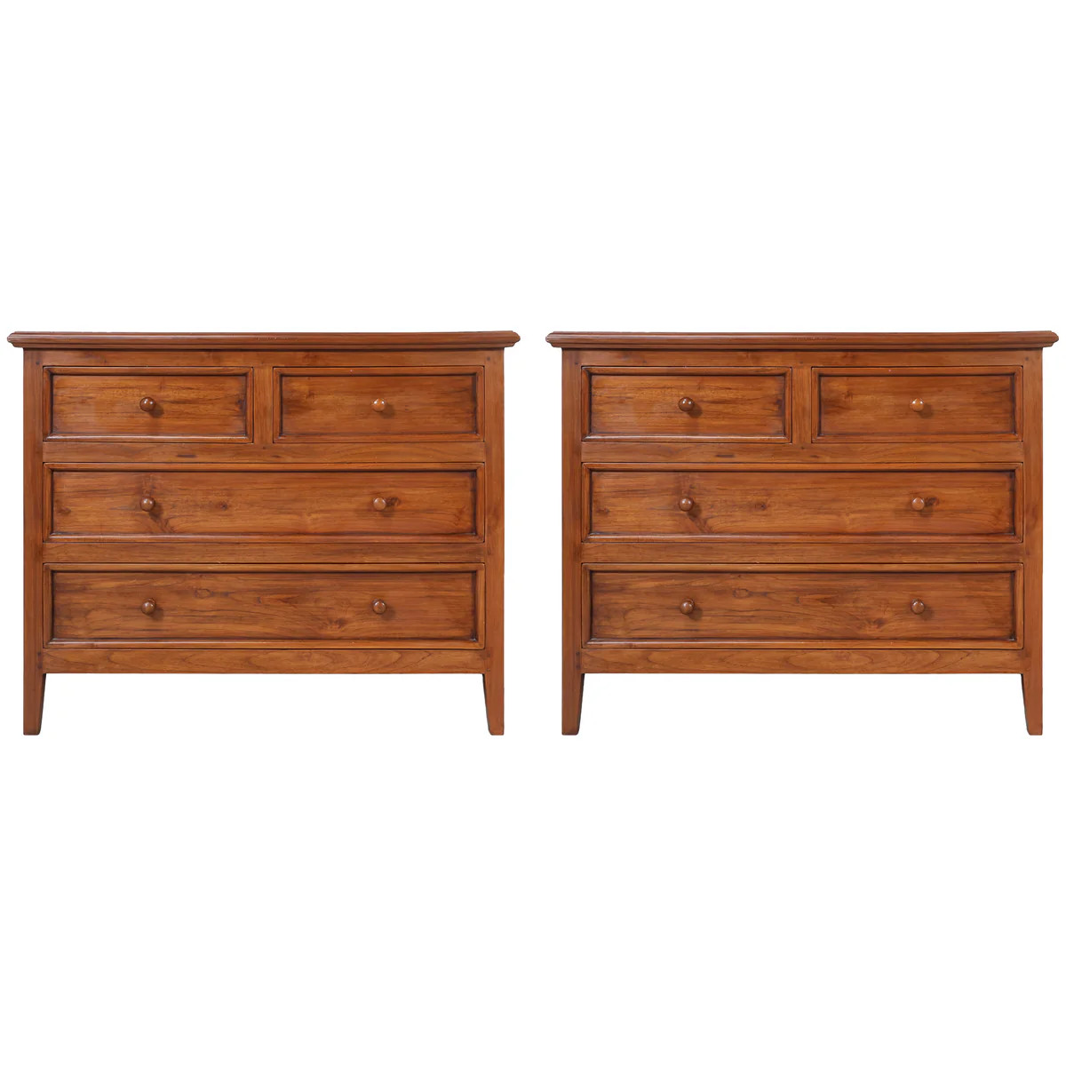 French Pair of Oak Five Drawer Chests / Bedsides | Vintage Furniture | Scout Design Studio