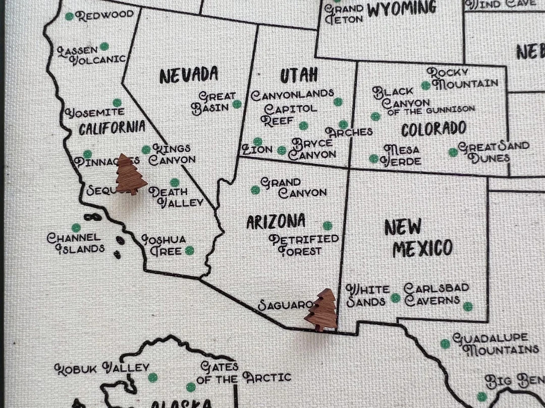 DIY National Park and States Push Pin Map with Tree Push Pins, Travel USA United States, 2nd Anni... | Etsy (US)