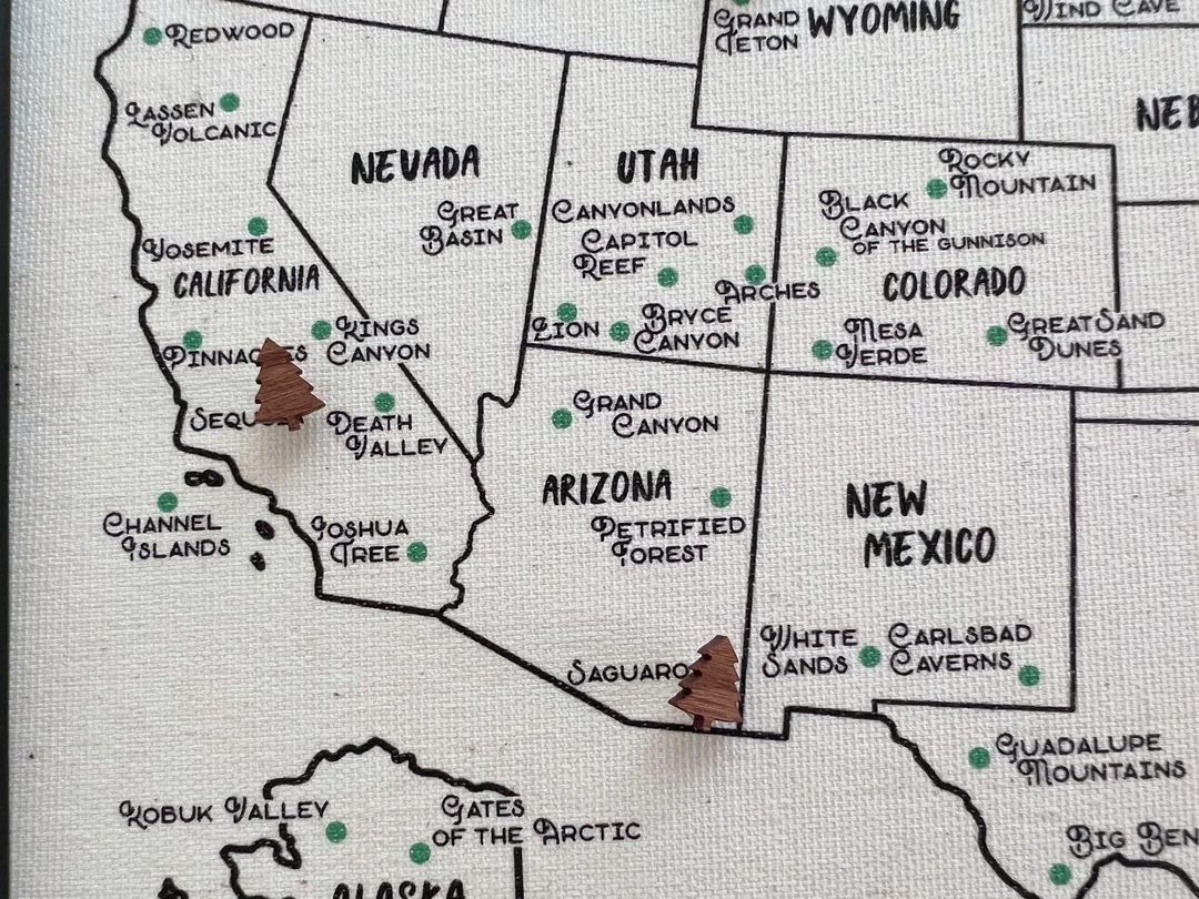 DIY National Park and States Push Pin Map with Tree Push Pins, Travel USA United States, 2nd Anni... | Etsy (US)