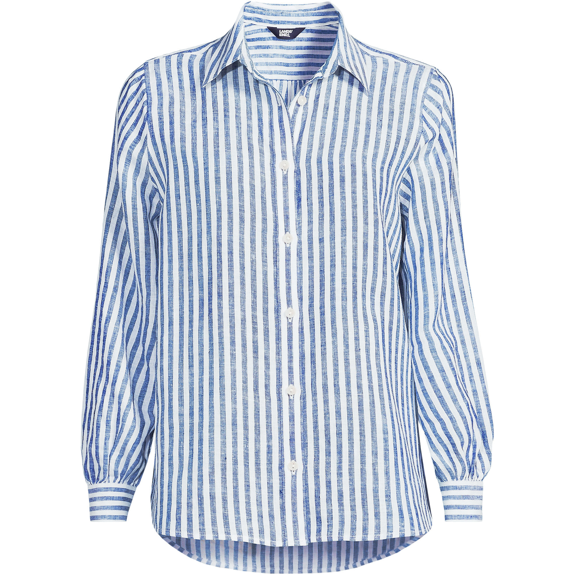 Women's Plus Size Linen Long Sleeve Feminine Shirt | Lands' End (US)