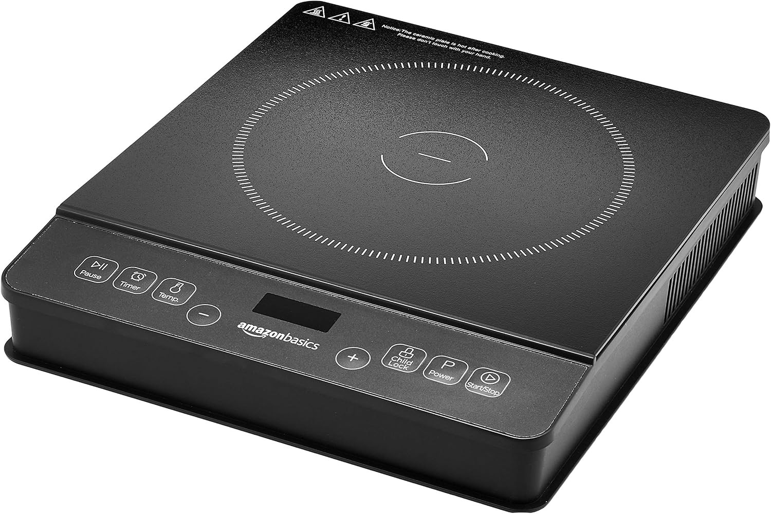 Amazon Basics 1800W Portable Electric Induction Cooktop, Burner and Child Lock, Overheat Protection, Timer, 8 Power Settings, Temperature Control Up to 440°F, for Cookware Diameter 5.7"-8.2", Black | Amazon (US)