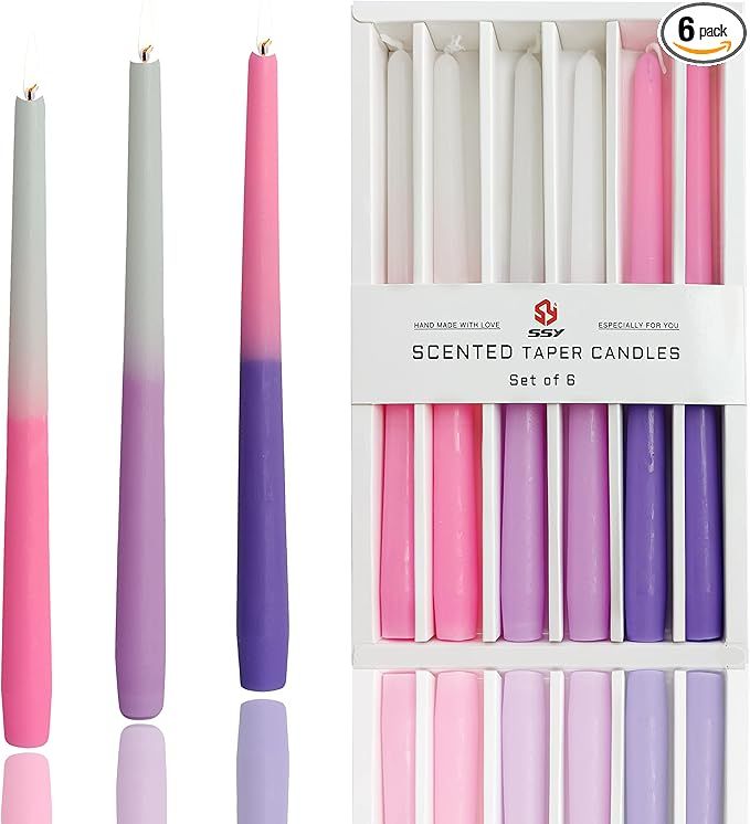 Lavender Scented Taper Candle Sticks 6 PCS Aromatherapy Candles 10 inch Gradient Colored Taper Ca... | Amazon (US)