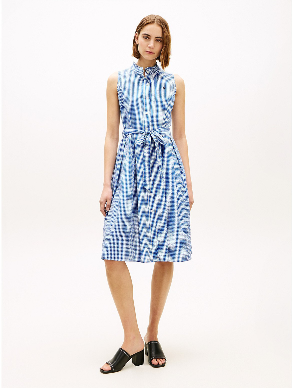 Tommy Hilfiger Women's Belted Gingham Seersucker Midi Dress - Blue - XXS | Tommy Hilfiger (US)