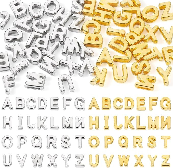Elecrelive 104Pcs Gold Silver Letter Beads Acrylic Alphabet Spacer Beads for Keychain Bracelets N... | Amazon (US)