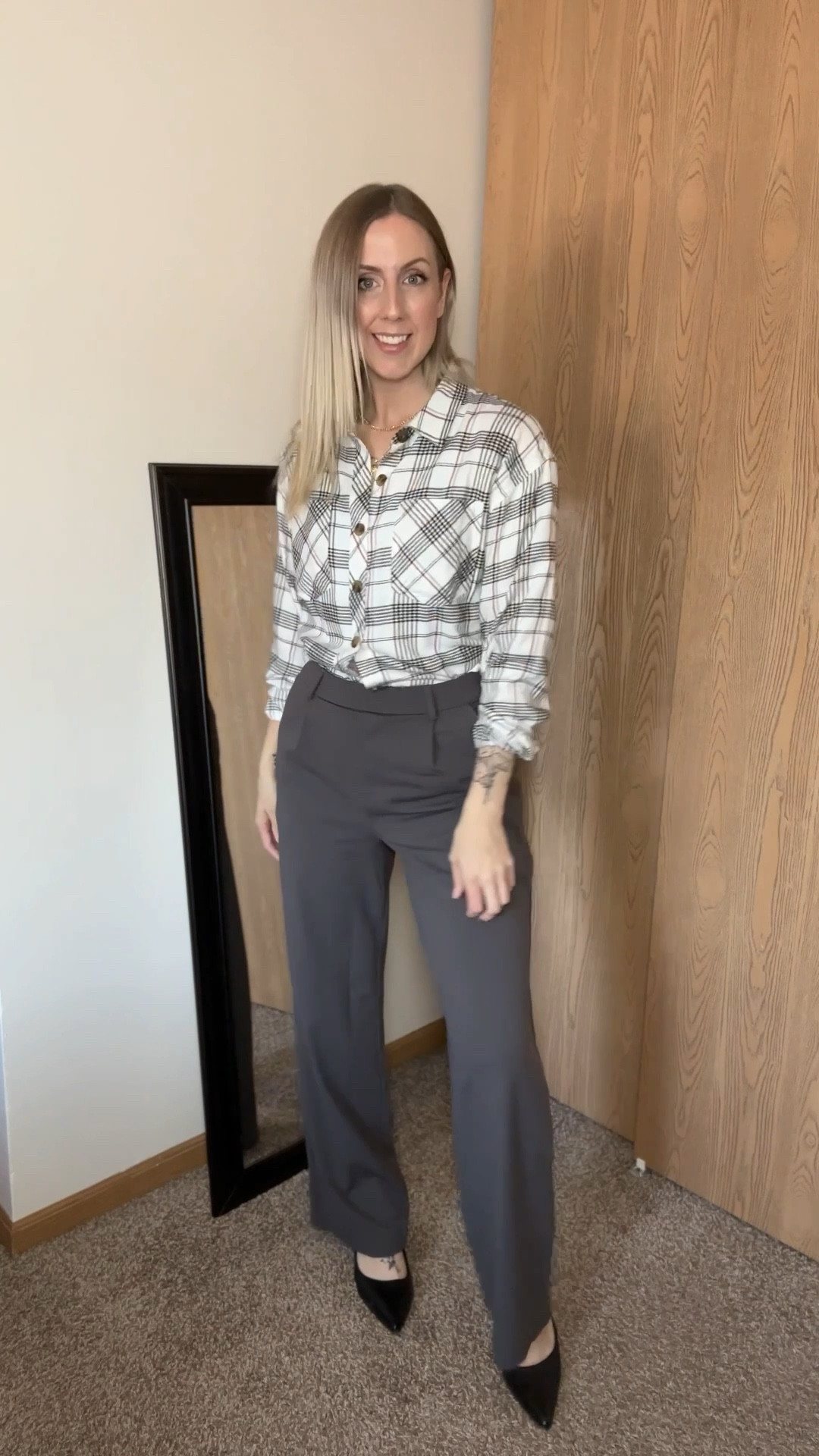 Wearing XSmall in plaid and small tall in pants 

#LTKFindsUnder50 #LTKootd #LTKWorkwear