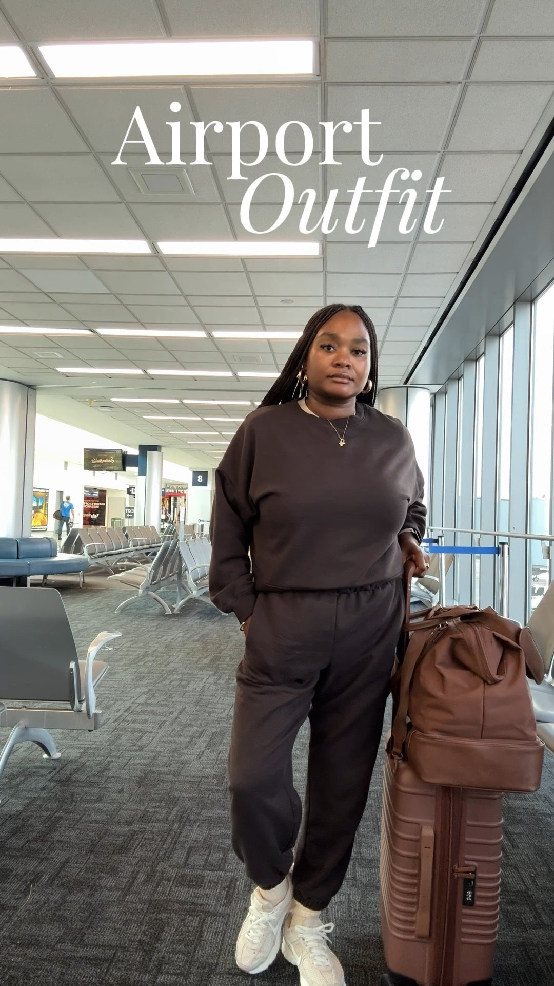 I’ve really been into the color brown lately and it’s just such a rich and warm color. I chose a Gap sweatsuit and paired it with my Nike Zoom Vomero 5s. And I can’t forget the Beis Luggage for the win  

#LTKFindsUnder100 #LTKStyleTip #LTKTravel