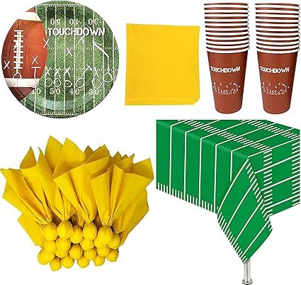 Football Themed Party Supplies and Decorations - 24 Party Cups, 24 Paper Dinner Plates, 24 Penalt... | Amazon (US)