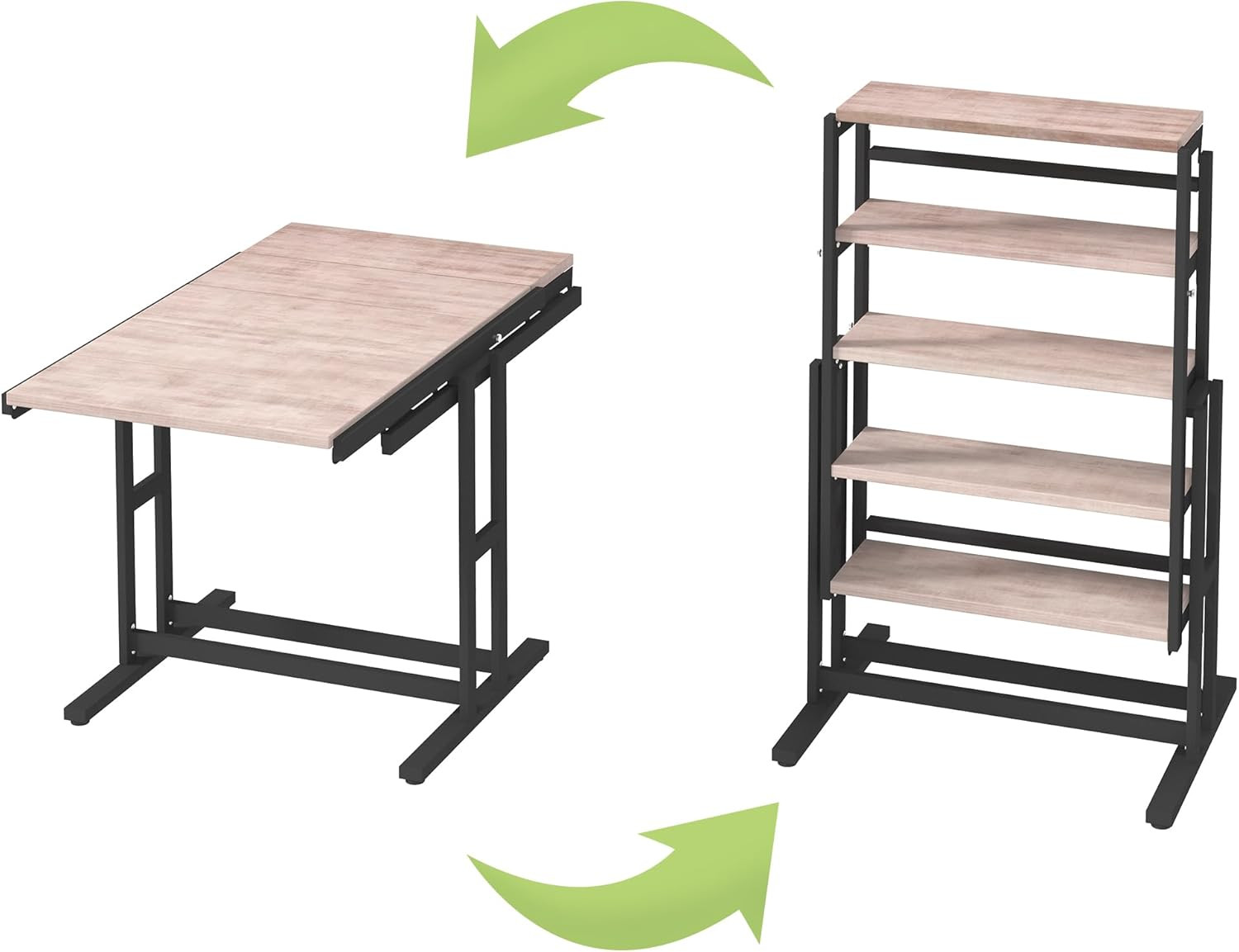 2-in-1 Shelf to Table Compact Furniture, Extendable Dining Table with Metal Frame, Convertible Ki... | Amazon (US)