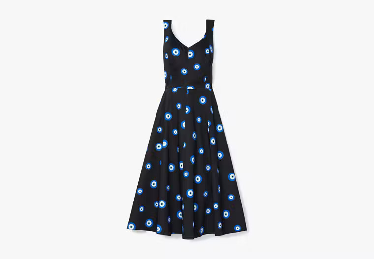 Kate Spade Evil Eye Poplin Grace Dress, Black - 00 | Kate Spade Outlet