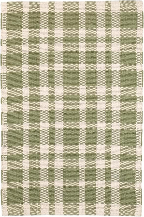 Dash & Albert Tattersall Sage Handwoven Cotton Rug, 2 X 3 Feet, Green Plaid Pattern - Premium Lux... | Amazon (US)