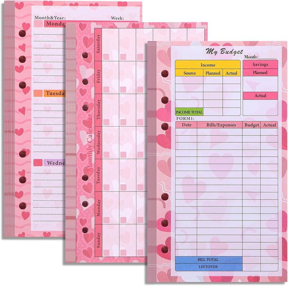 Toplive 3 Pack A6 Planner Refill Paper & Budget Sheets, Monthly Weekly Planner Losse Leaf Inserts... | Amazon (US)