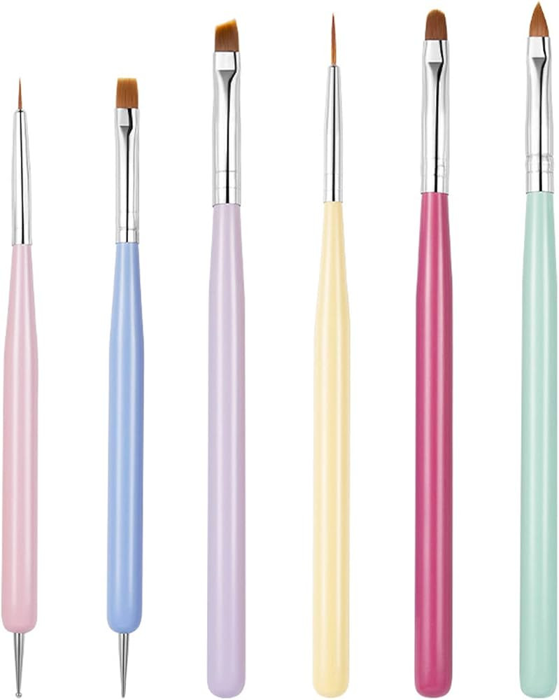 Sularpek 6 Pcs Nail Art Brushes Set, Gel Nail Polish Nail Art Design Painting Tools, with Nail Ex... | Amazon (UK)