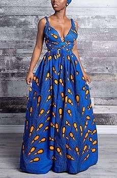 Women's Sexy Dashiki Floral Printed Side Slit Long Maxi Dresses Bohemian High Waist Vestidos | Amazon (US)