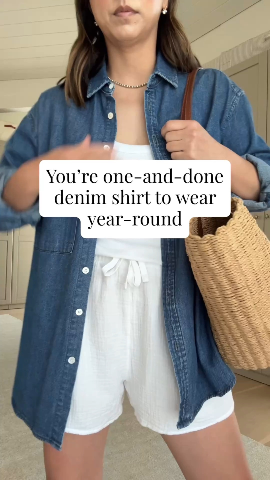 Daily outfit - your one-and-done denim shirt that you can wear year -round. The was is incredible!

AYR deep end xs
Madewell tank small
Aritzia shorts small
Beek sandals navy 5
J.crew tote
Polo Ralph Lauren hat
Dorsey James necklace 15”
Electric Picks earring

#LTKgrwm #LTKmomlife #LTKPetite