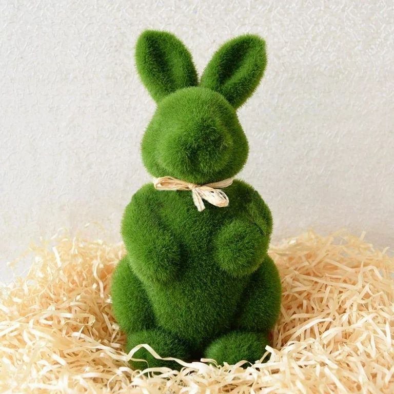 Easter Furry Flocked Bunny, Artificial Moss Rabbit Easter Table Decor, Holiday Easter Figure Stat... | Walmart (US)