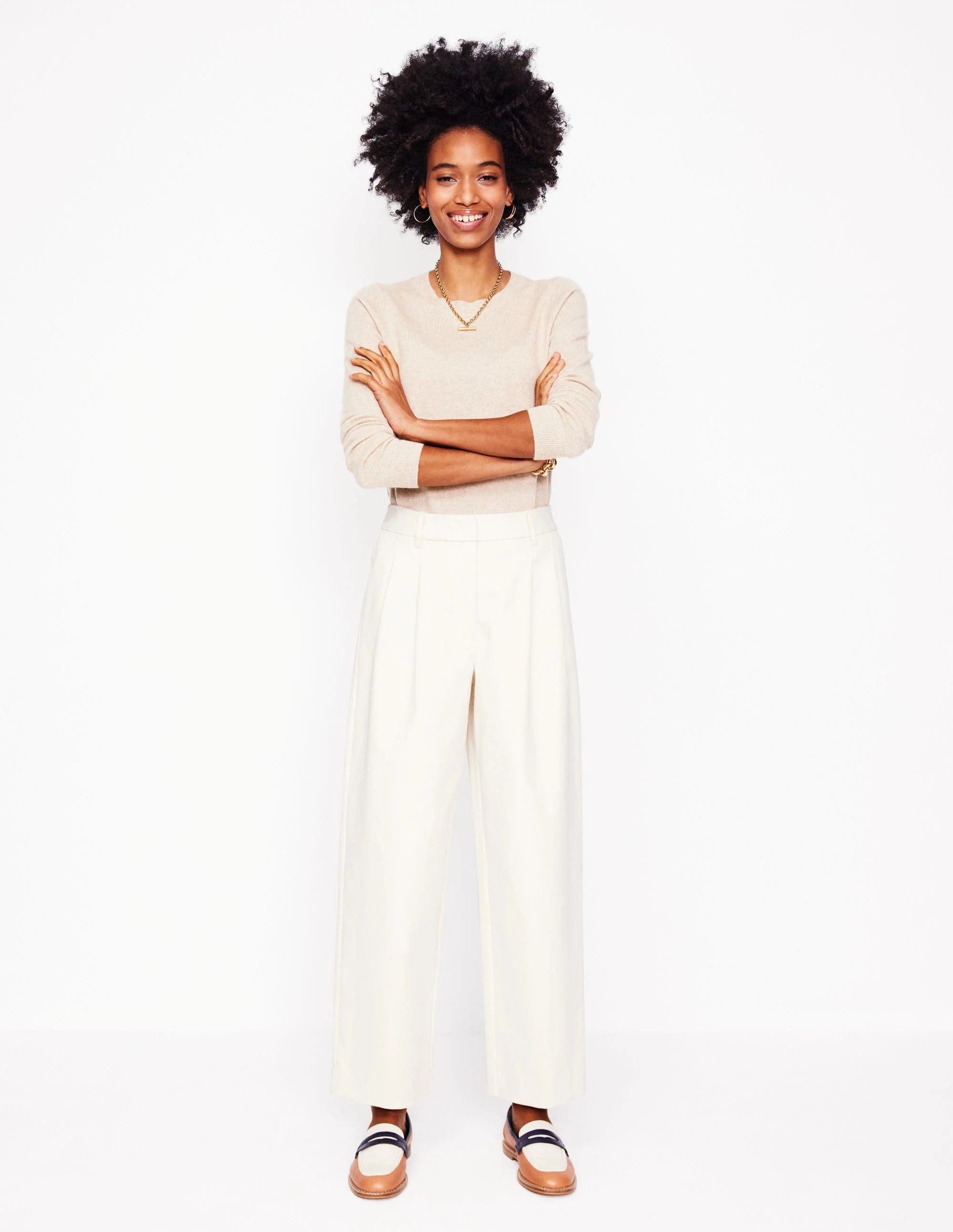 Pantalon Bloomsbury en coton-Blanc cassé | Boden FR