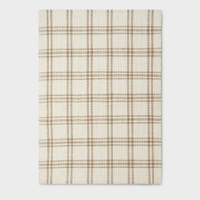 5'x7' Cottonwood Handwoven Plaid Wool/Cotton Area Rug Cream/Tan - Threshold™ designed with Studio McGee: 5x7 Flat Pile Indoor Rug | Target