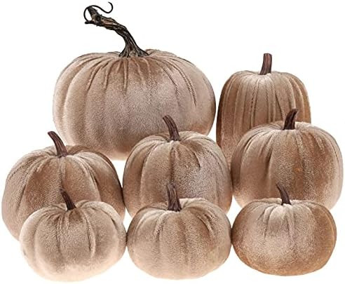 Gresorth 8pcs Assorted Size Fake Handmade Champagne Velvet Pumpkins Artificial Fall Harvest Hallo... | Amazon (CA)