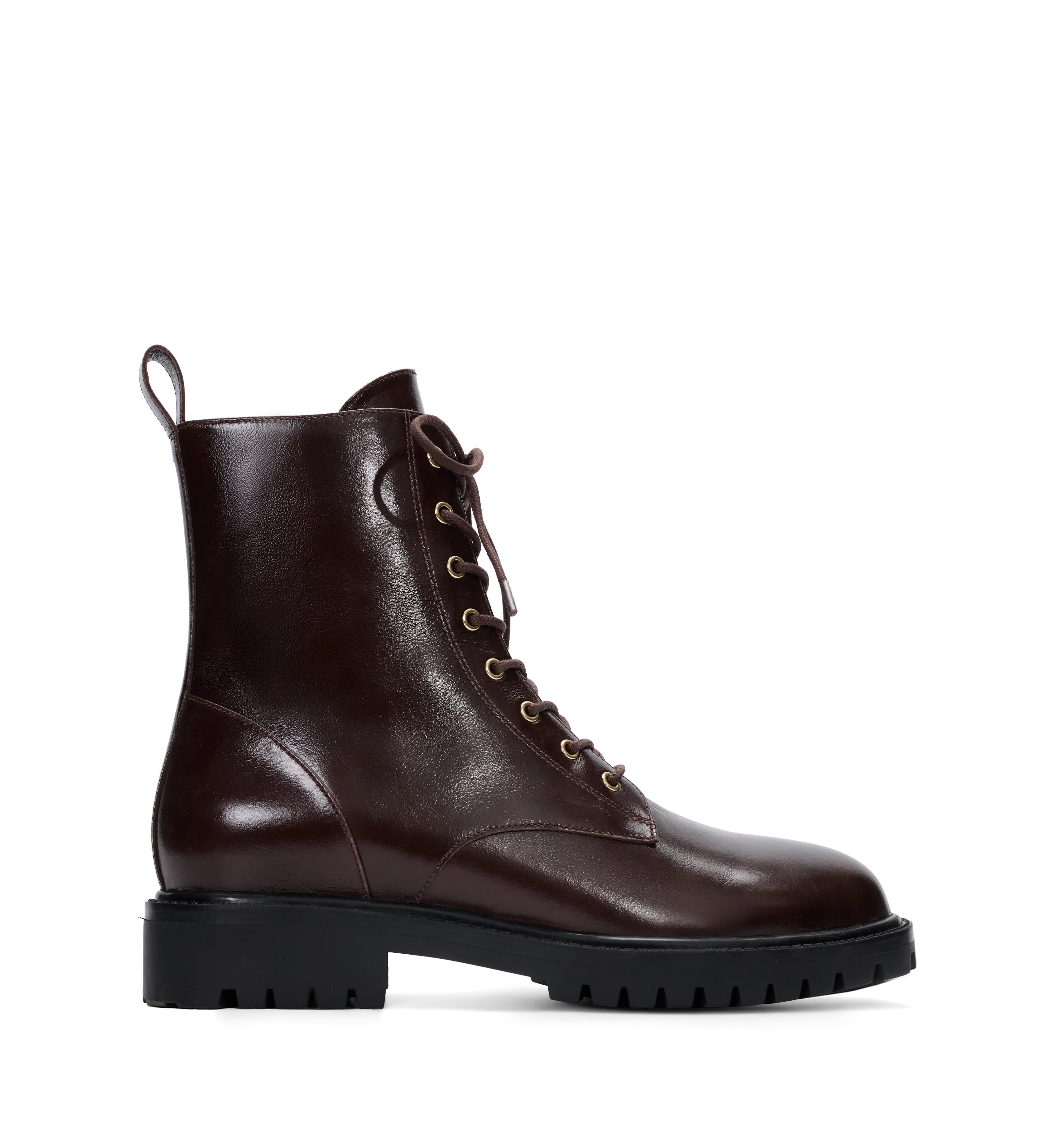 Tylas Chocolate Brown Leather Flat Boots | Bared Footwear | Bared Footwear