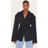 Black Tailored Cinched Waist Blazer | PrettyLittleThing US