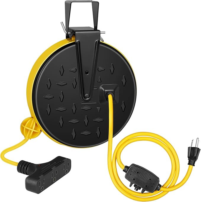 DEWENWILS 30 Ft Retractable Extension Cord Reel, Ceiling/Wall Mount 16/3 Gauge SJTW Power Cord wi... | Amazon (US)