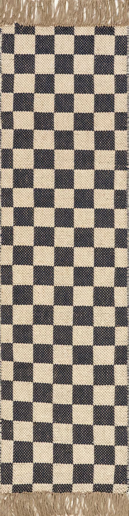 Gray Mazie Checkered Jute 2' x 8' Area Rug | Rugs USA