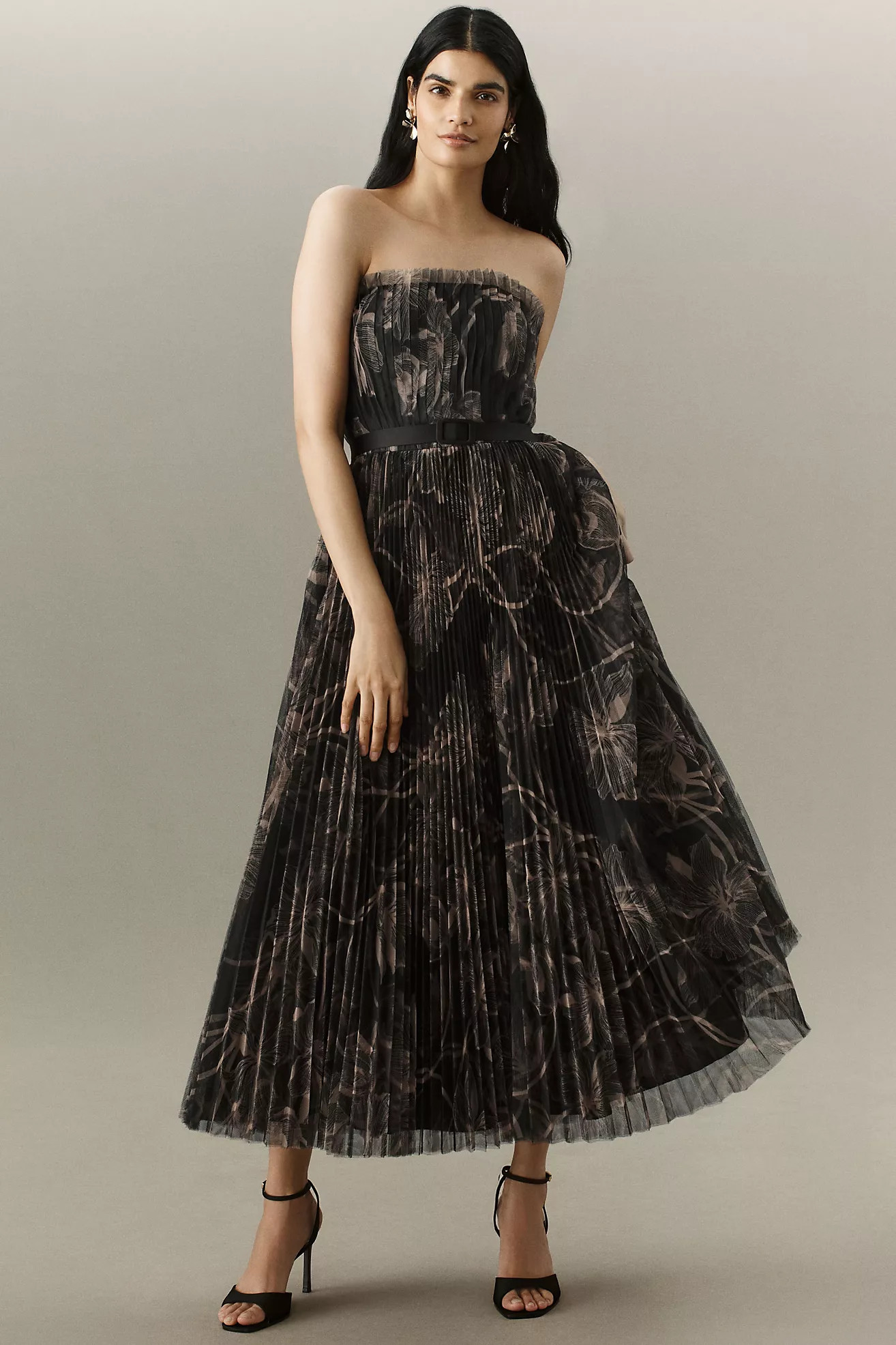 Hutch Bromley Pleated Strapless A-Line Maxi Dress | Anthropologie (US)