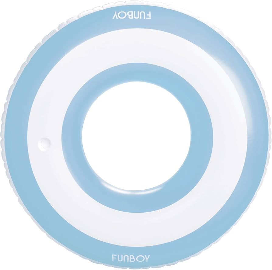 FUNBOY Giant Light Blue Stripe Inflatable Tube Pool Float with Cup Holder 48" | Large Pool Float ... | Amazon (US)