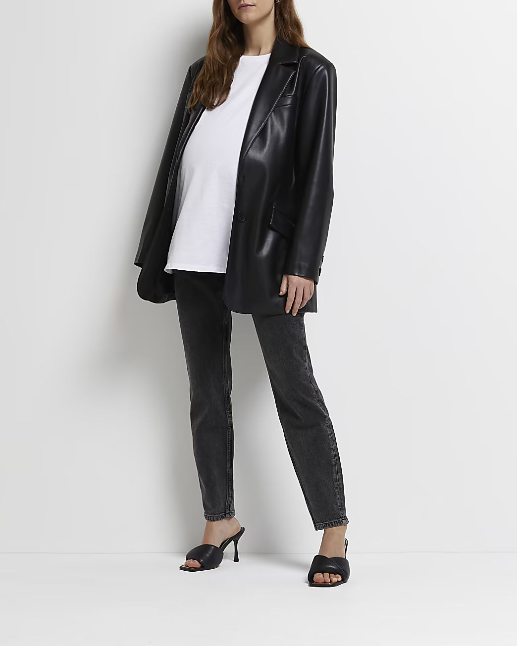 Black mid rise maternity mom jeans | River Island (UK & IE)