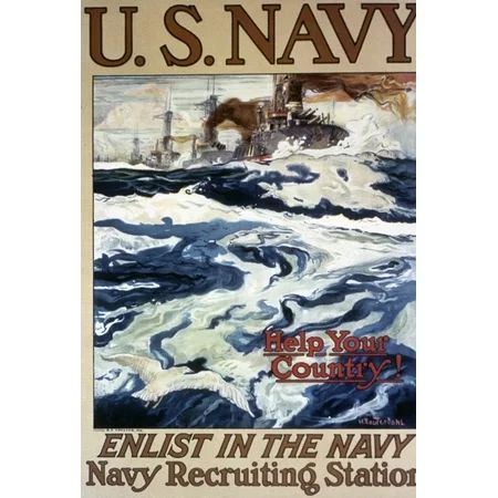World War I Poster NHelp Your Country Enlist In The Navy World War I Recruiting Poster For The US Na | Walmart (US)