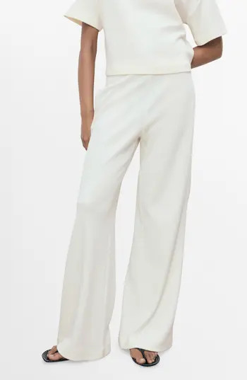 MANGO Straight Fit Cotton Blend Pants in Ecru at Nordstrom Rack, Size Small | Nordstrom Rack