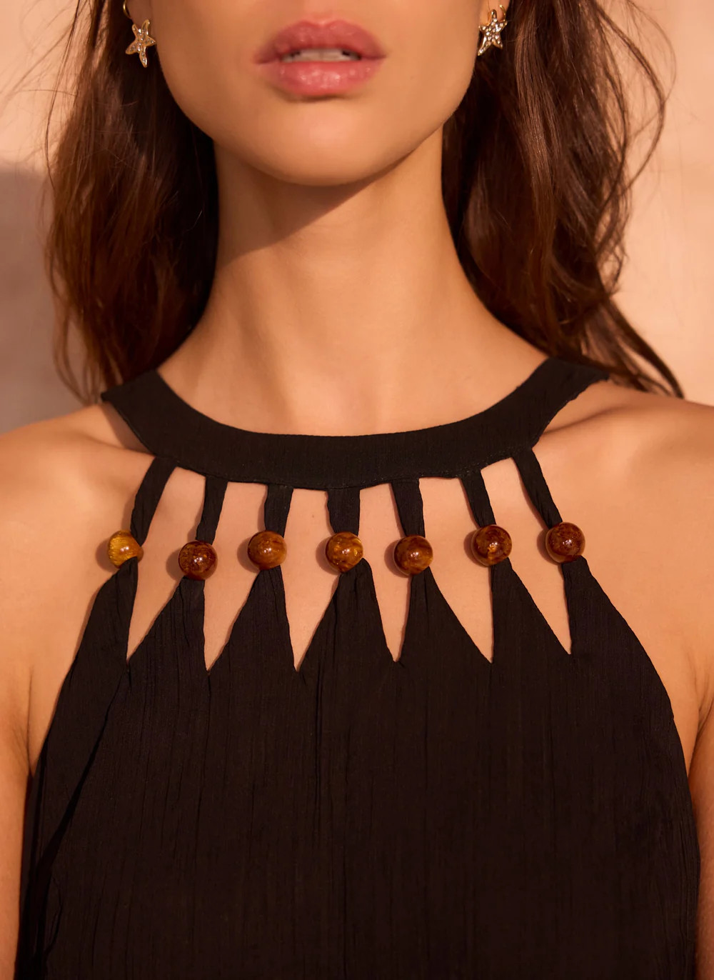 Black Beaded Halter Maxi Dress | Mint Velvet